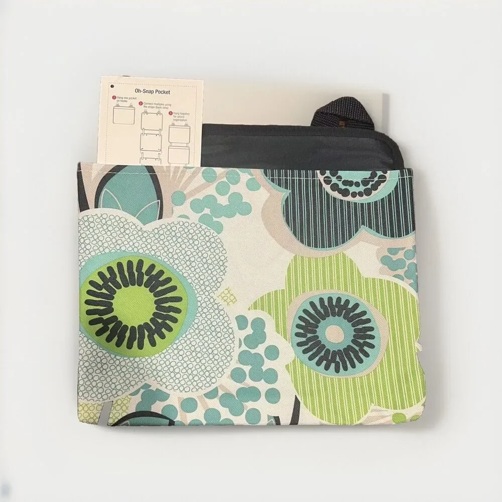 Thirty One Oh Snap Pocket in Blue/Green/White 078A Fabulous Floral Single Pouch